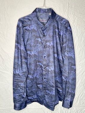 Robert Graham Modern Americana Blue Camo Print Button Up Shirt Men’s 2XL